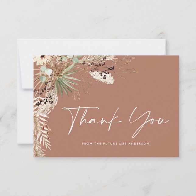 Invitation Pampas douche nuptiale terracotta moderne merci (Devant)