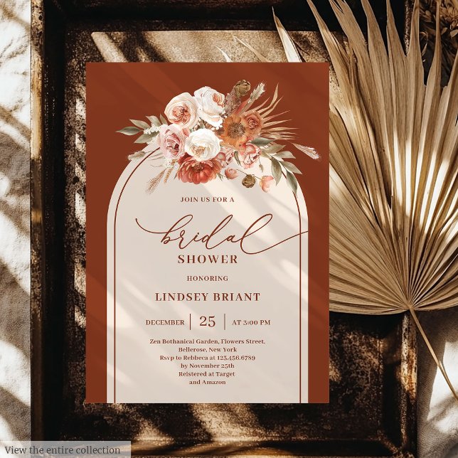 Invitation Pampas en terre cuite moderne Grass Floral Bride (Modern Terracotta Pampas Grass Floral Bridal Shower)