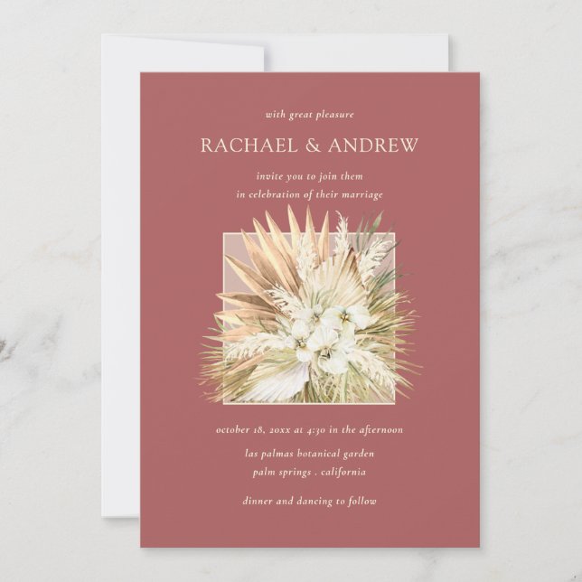 Invitation Pampas Fleurs séchées en laiton Boho Bouquet Maria (Devant)