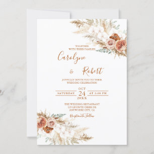 Invitation Pampas Floral Muet Mariage en herbe tout en un