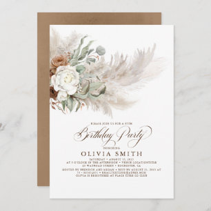 Invitation Pampas Florale de verdure Boho de laiton Anniversa