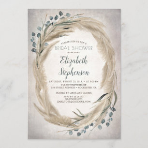 Invitation Pampas Grass and Greenery Boho Fête des mariées