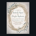 Invitation Pampas Grass and Greenery Wreath Vintage Wedding<br><div class="desc">Pampas plumes herbe et eucalyptus verdure couronne jardin vintage invitations mariage</div>