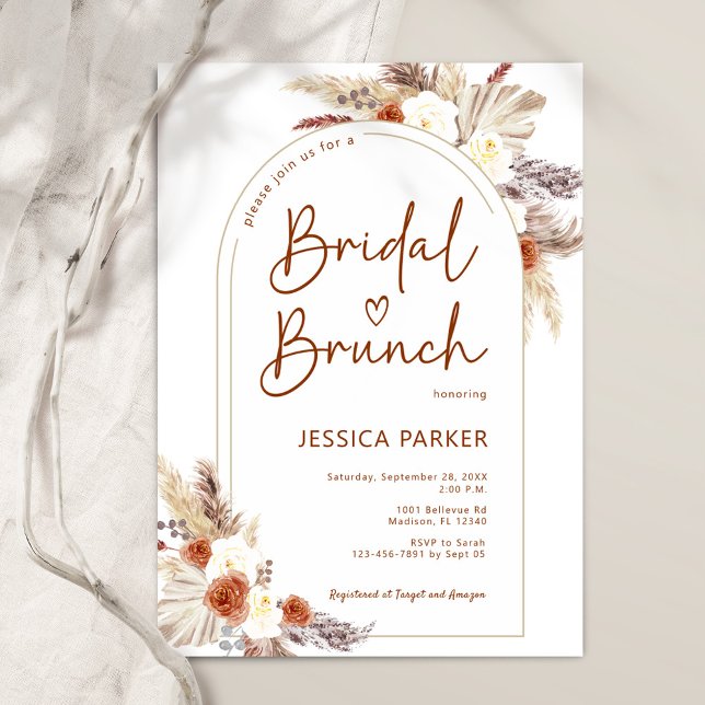 Invitation Pampas Grass Arch Terracotta Boho Bridal Brunch (Créateur téléchargé)