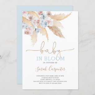 Invitation Pampas Grass Baby in florom douche garçon invitati