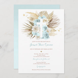 Invitation Pampas Grass Bohème Baptême Boho Christening