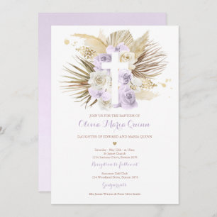 Invitation Pampas Grass Bohème Baptême Boho Christening