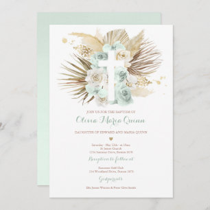 Invitation Pampas Grass Bohème Baptême Boho Christening