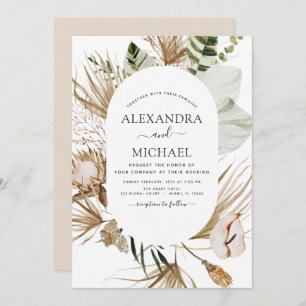 Invitation Pampas Grass Bohème Bohème Mariage Tropical Invita