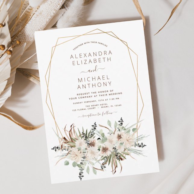 Invitation Pampas Grass Bohême Boho Eucalyptus Mariage (Créateur téléchargé)