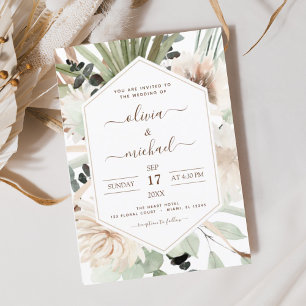 Invitation Pampas Grass Bohême Boho Eucalyptus Mariage Invi