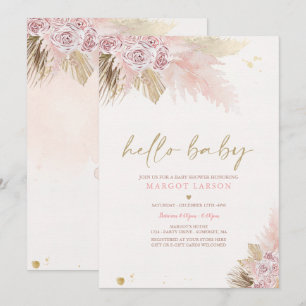 Invitation Pampas Grass Bohème Tropical Girl Baby shower