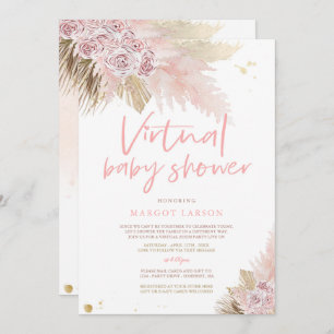 Invitation Pampas Grass Bohemian Virtual Zoom Baby shower