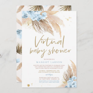 Invitation Pampas Grass Bohemian Virtual Zoom Baby shower