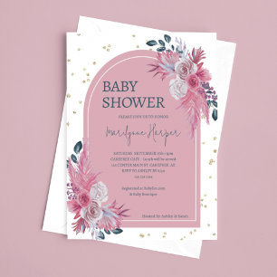 Invitation Pampas Grass Boho Baby shower rose