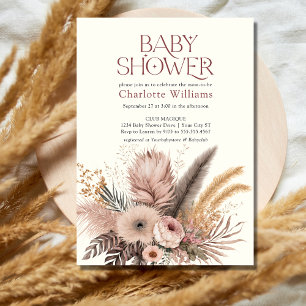 Invitation Pampas Grass Boho Bohemian Girl Baby shower