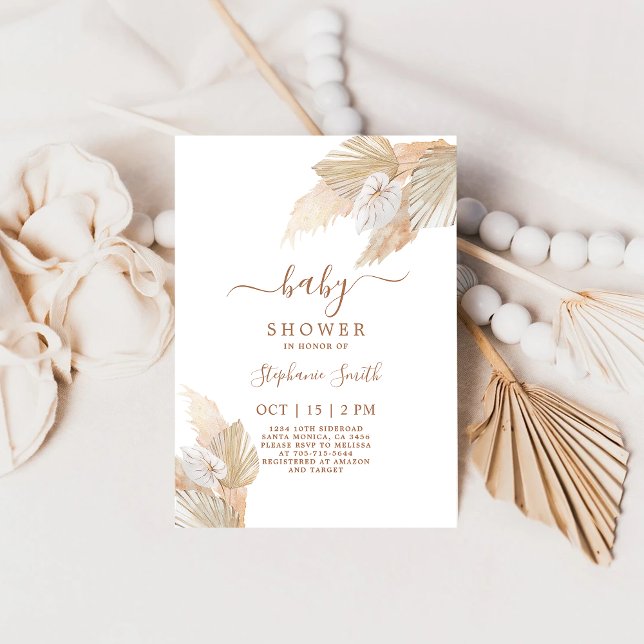 Invitation Pampas Grass Boho Chic Baby shower (Créateur téléchargé)