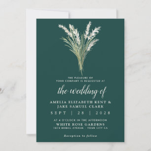 Invitation Pampas Grass Boho Emerald Mariage vert