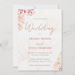 Invitation Pampas Grass Boho Floral Bohemian Mariage tendance