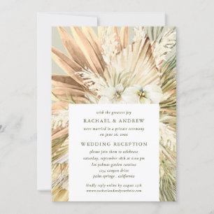 Invitation Pampas Grass Boho Réception De Mariage Moderne Uni