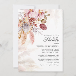 Invitation Pampas Grass Boho séché Fleurs Baby shower fille