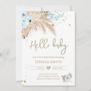 Invitation Pampas Grass Boho Tropical Boy Baby shower rustiqu