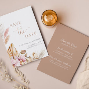 Invitation Pampas Grass Dusty Pink Enregistrer la date Annonc