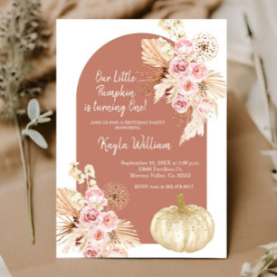 Invitation Pampas Grass et Citrouille Anniversaire
