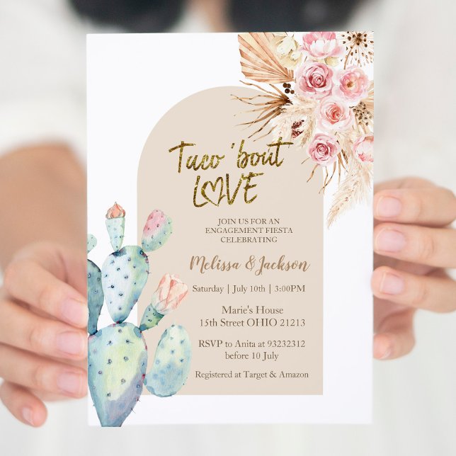 Invitation Pampas Grass Fiançailles Cactus Taco Bout Love (Créateur téléchargé)