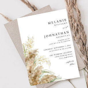 Invitation Pampas Grass & Gold Mariage 2