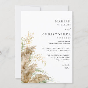 Invitation Pampas Grass & Gold Mariage 2