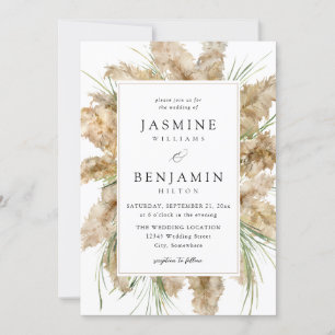 Invitation Pampas Grass & Green Mariage 2