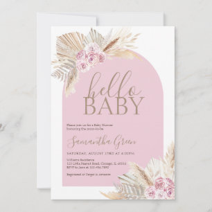 Invitation Pampas Grass Hello Baby Baby shower