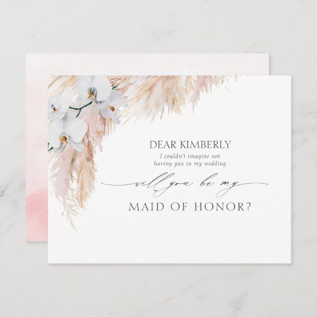 Invitation Pampas Grass Maid of Honor / Bridesmaid Propositio (Devant / Derrière)