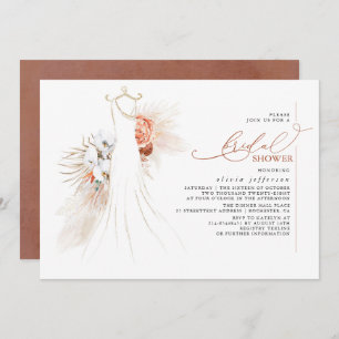 Invitation Pampas Grass Mariage Gown Terracotta Fête des mari