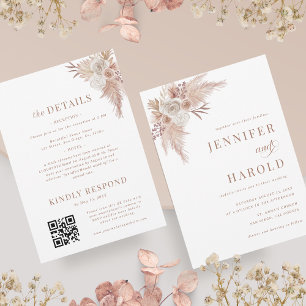 Invitation Pampas Grass Minimal Plain All in One Mariage