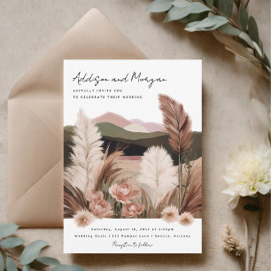 Invitation Pampas Grass Neutral Désert Paysage Boho Mariage