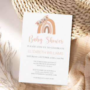 Invitation Pampas Grass Pastel Pink Rainbow Baby shower Invit