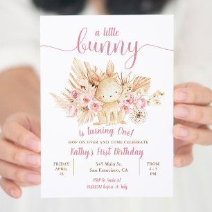 Invitation Pampas Grass Petit Lapin Tournant Un Anniversaire