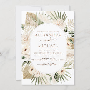 Invitation Pampas Grass Photo Bohemian Boho Mariage