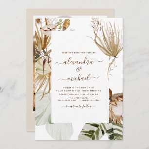 Invitation Pampas Grass Photo Bohemian Boho Mariage tropical