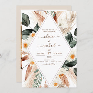 Invitation Pampas Grass Photo Boho Mariage bohème