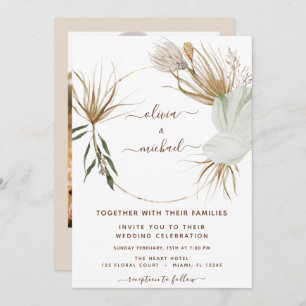 Invitation Pampas Grass Photo Boho Mariage tropical
