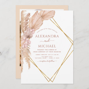 Invitation Pampas Grass Photo Boho Mariage tropical