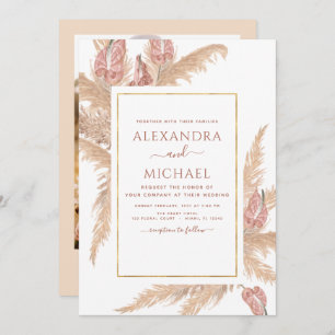 Invitation Pampas Grass Photo Boho Mariage tropical