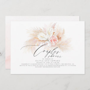 Invitation Pampas Grass Rose Floral Couples Exotiques Douche