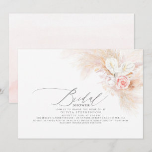 Invitation Pampas Grass rose Floral Exotique Fête des mariées