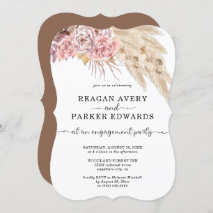 Invitation Pampas Grass Rose Floral Purple Fiançailles