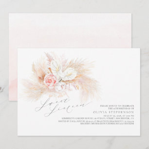Invitation Pampas Grass rose Sweet sixteen Floral Anniversair