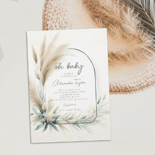 Invitation Pampas Grass Sage Green Arc Baby shower neutre